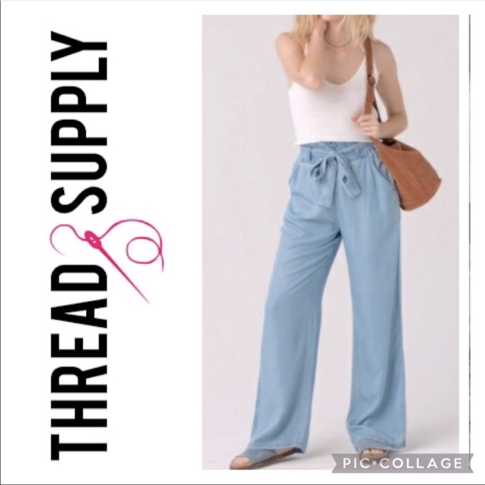 Thread & Supply chambray paper bag waist pants